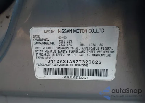 2002 Nissan Maxima Gle z USA, uszkodzony, nr VIN JN1DA31A52T320622